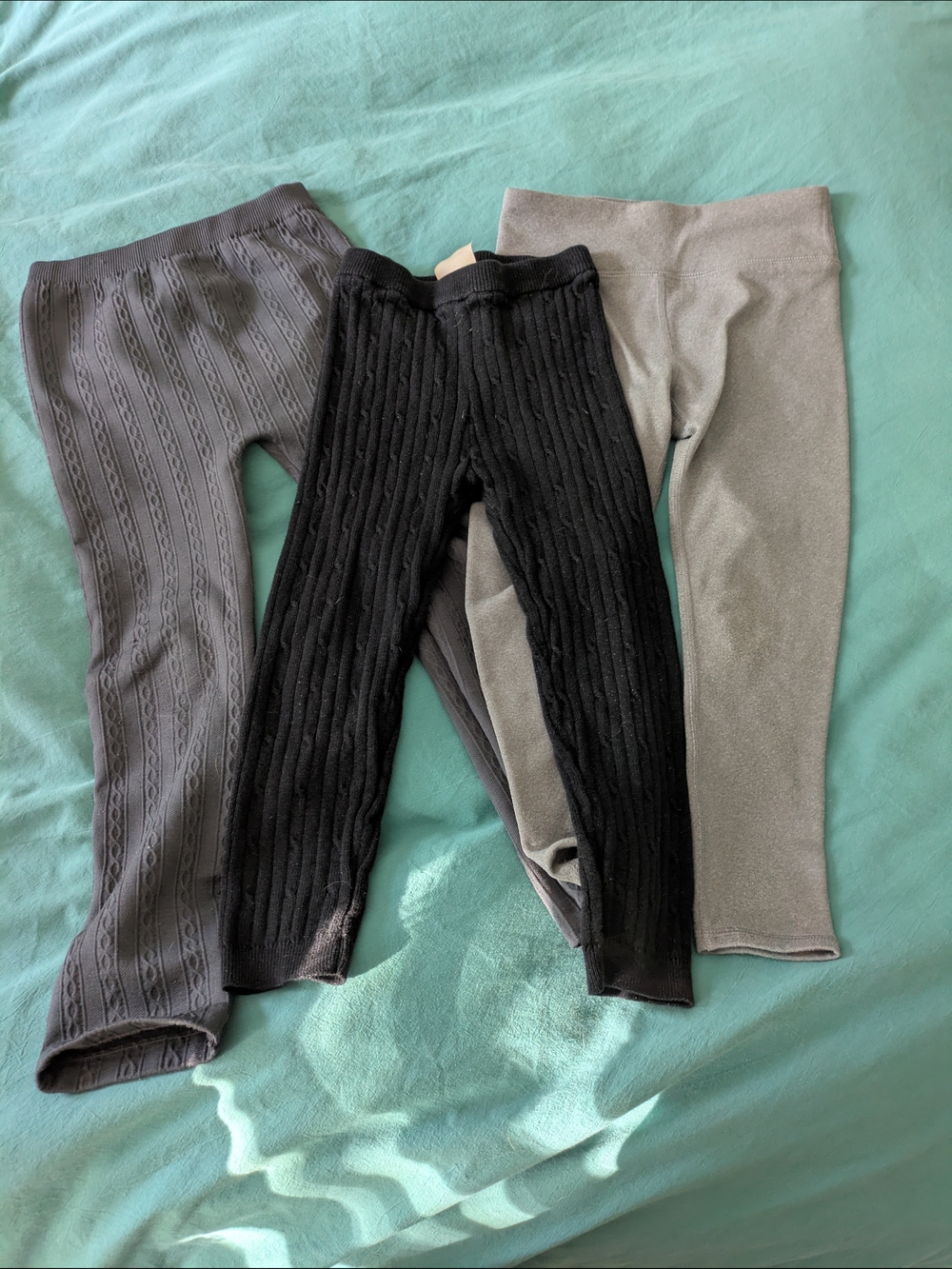 Girls Knit Leggings And Yoga Pants Size 4T Bundle Gray And Black Cable Knit Yoga